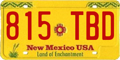 NM license plate 815TBD