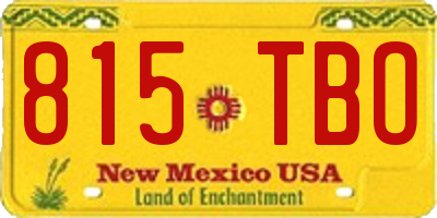 NM license plate 815TBO