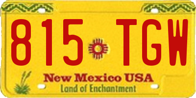 NM license plate 815TGW