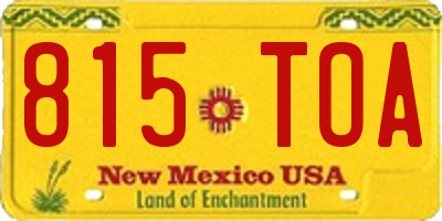 NM license plate 815TOA
