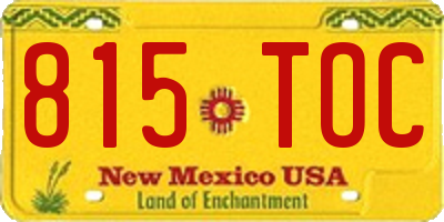 NM license plate 815TOC