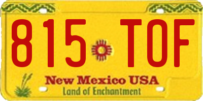NM license plate 815TOF