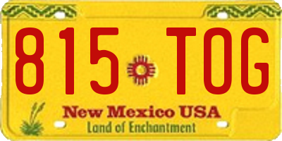 NM license plate 815TOG