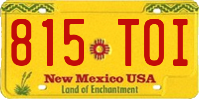 NM license plate 815TOI
