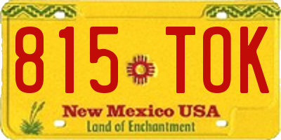 NM license plate 815TOK