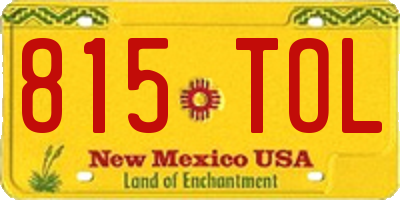 NM license plate 815TOL