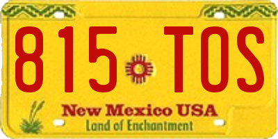 NM license plate 815TOS