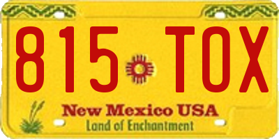 NM license plate 815TOX