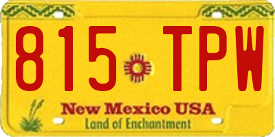 NM license plate 815TPW