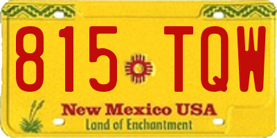 NM license plate 815TQW