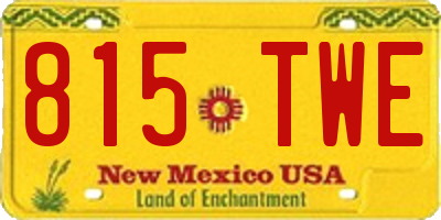 NM license plate 815TWE