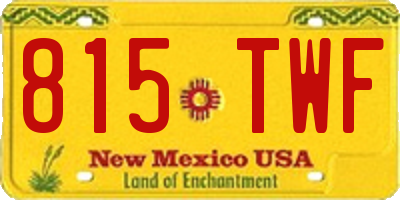 NM license plate 815TWF