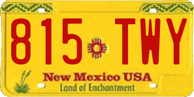 NM license plate 815TWY