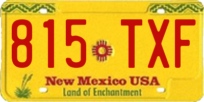 NM license plate 815TXF
