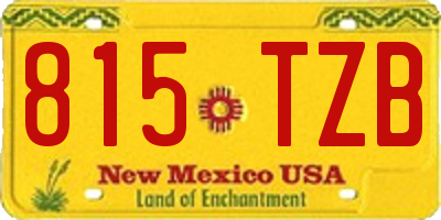 NM license plate 815TZB