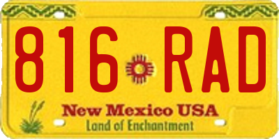 NM license plate 816RAD