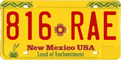 NM license plate 816RAE
