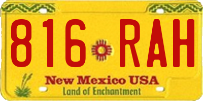 NM license plate 816RAH