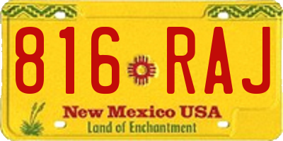 NM license plate 816RAJ