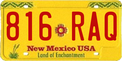 NM license plate 816RAQ