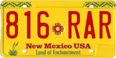 NM license plate 816RAR