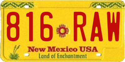 NM license plate 816RAW