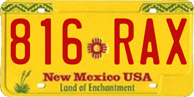 NM license plate 816RAX