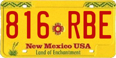 NM license plate 816RBE