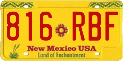 NM license plate 816RBF