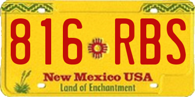 NM license plate 816RBS