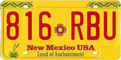 NM license plate 816RBU