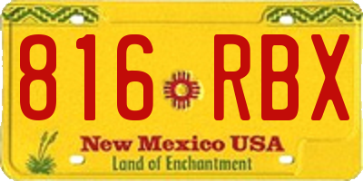 NM license plate 816RBX