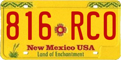 NM license plate 816RCO