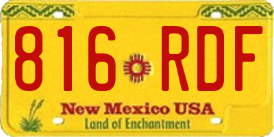 NM license plate 816RDF