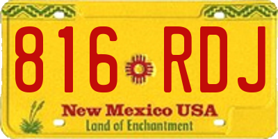 NM license plate 816RDJ