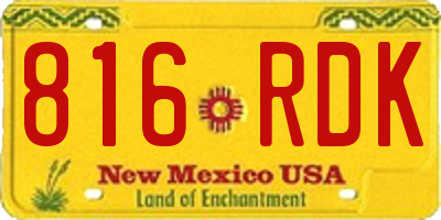 NM license plate 816RDK