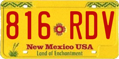 NM license plate 816RDV