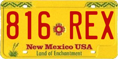 NM license plate 816REX