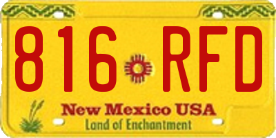 NM license plate 816RFD