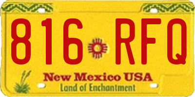 NM license plate 816RFQ