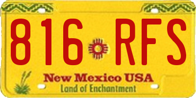 NM license plate 816RFS