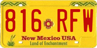 NM license plate 816RFW