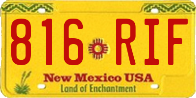 NM license plate 816RIF
