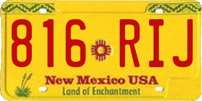 NM license plate 816RIJ