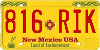 NM license plate 816RIK