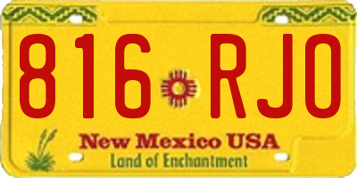 NM license plate 816RJO