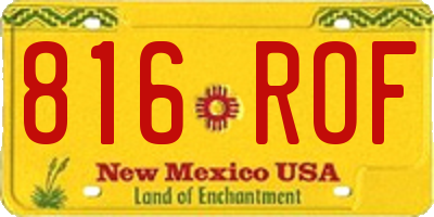 NM license plate 816ROF