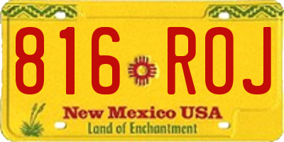 NM license plate 816ROJ