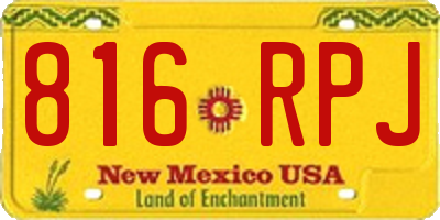 NM license plate 816RPJ