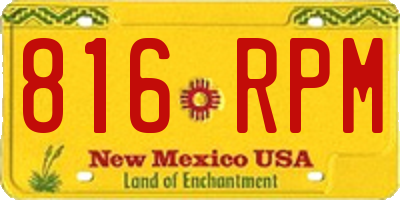 NM license plate 816RPM